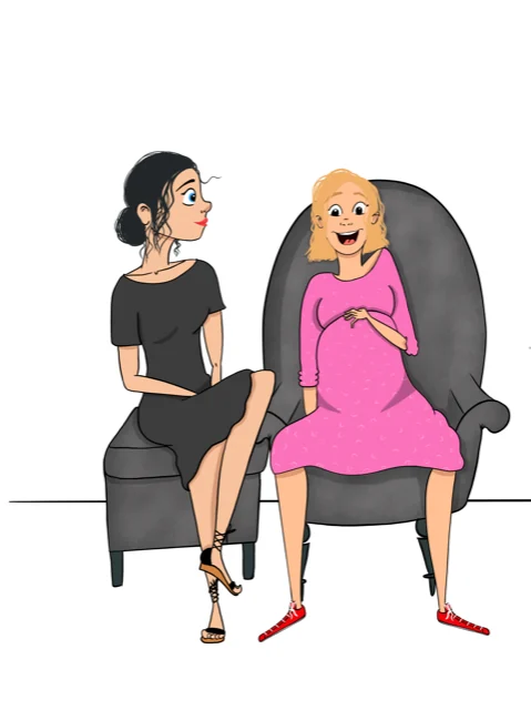 Illustration : Vanessa en échange avec une femme enceinte